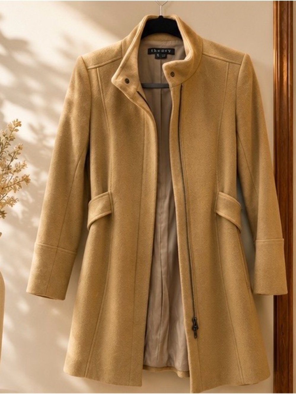 Theory Camel Wool Trench Coat